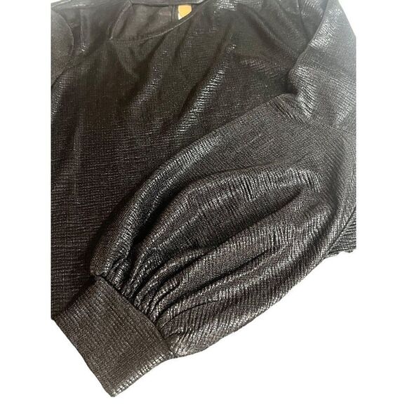 Halogen Women’s Metallic Cutout Mock Neck Top in Rich Black, Sz. S - Picture 5 of 12